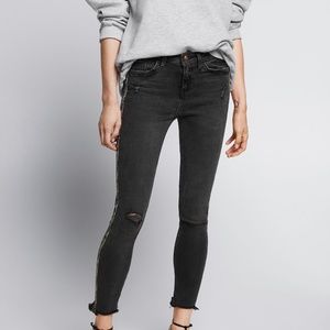 Zara Black Jeans with Snake Skin on Side